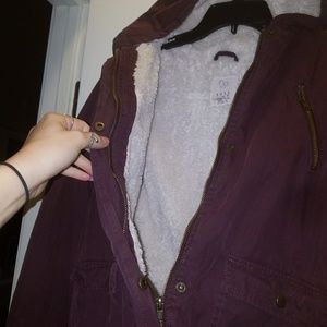 Plum jacket with fur inside B2G1 FREE